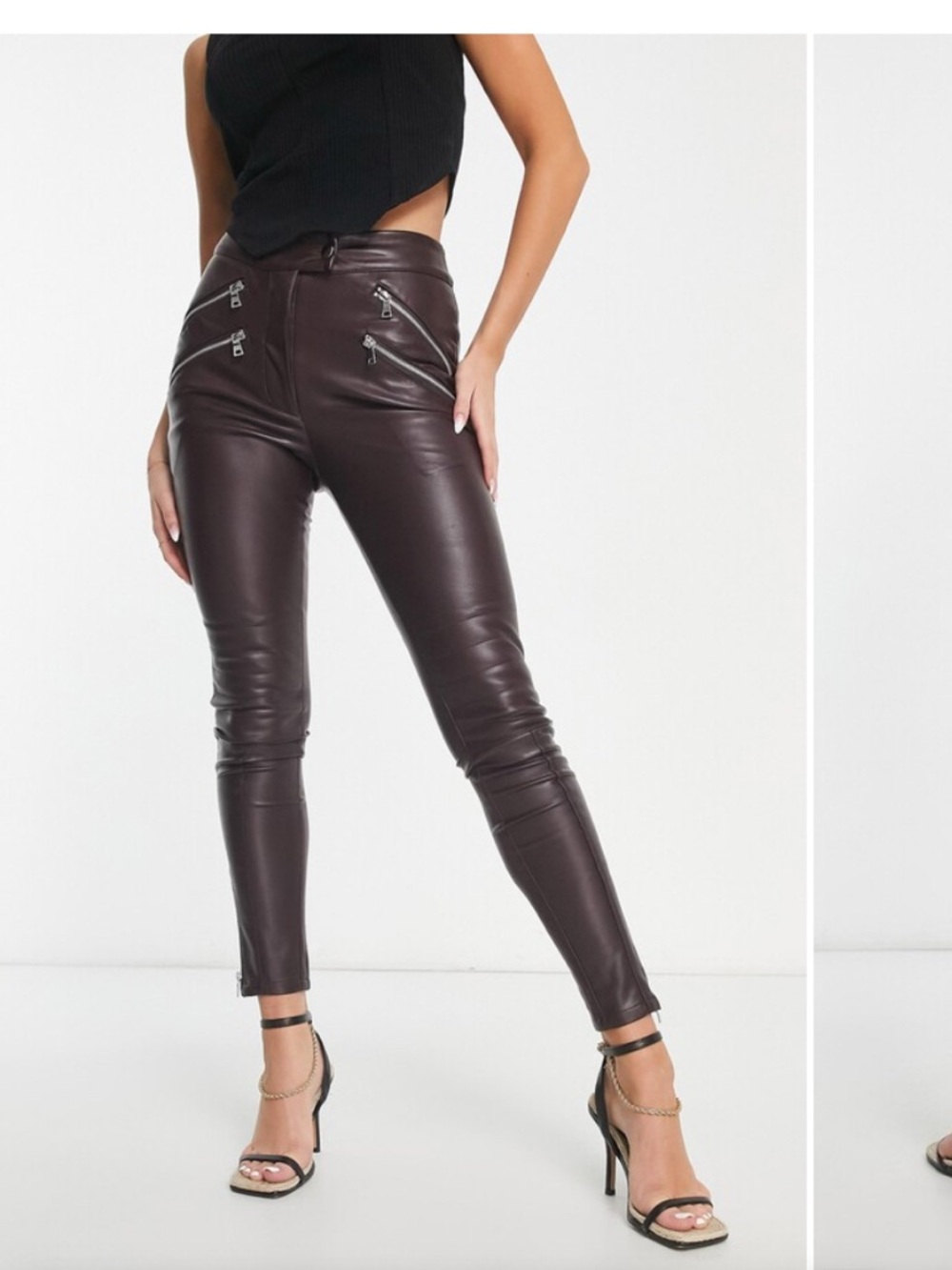 ASOS DESIGN Faux Leather Skinny Biker Hi Rise Pants Bottoms size 2 moto Sexy